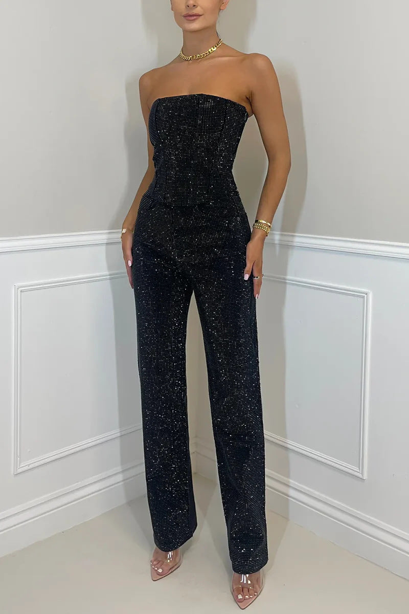 Sexy Off-the-shoulder Shiny Suit
