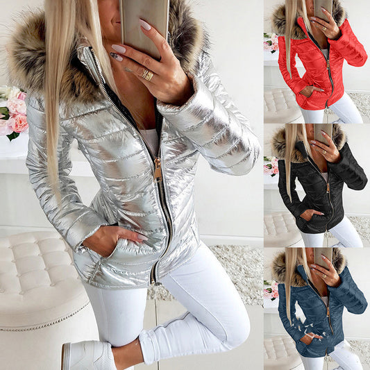 Women's shiny fur collar