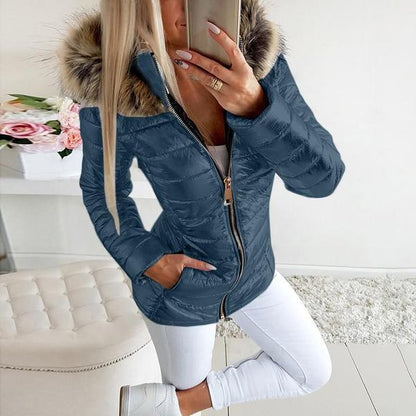 Women's shiny fur collar