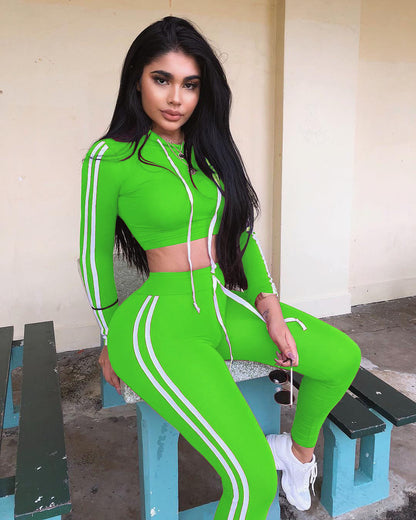 Stretch Hooded Drawstring Top High Waist