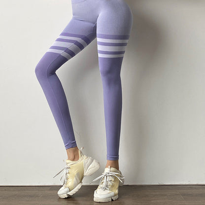 Stripe Design Fitness Leggings High Waisted Legging
