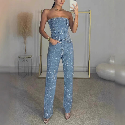 Sexy Off-the-shoulder Shiny Suit